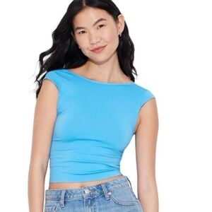 Wild fable women’s blue open back top